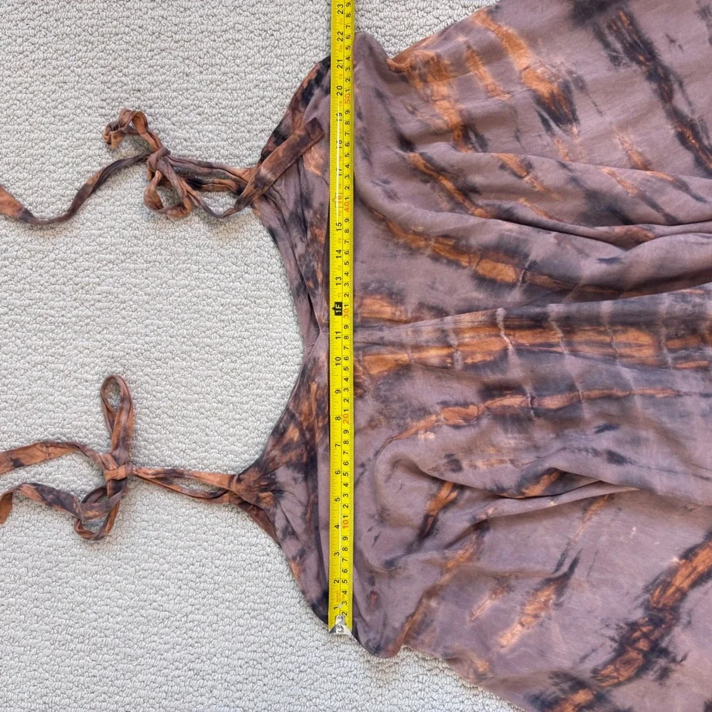 Chantique Hawaii Tie Dye Harem Jumpsuit Brown Rust Rayon One Size Boho Pockets - Picture 3 of 16